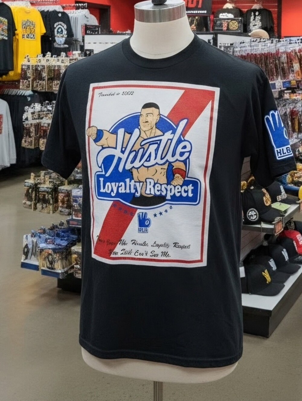 John Cena WWE Hustle Loyalty Respect Graphic Tee - Black with Red & Blue
